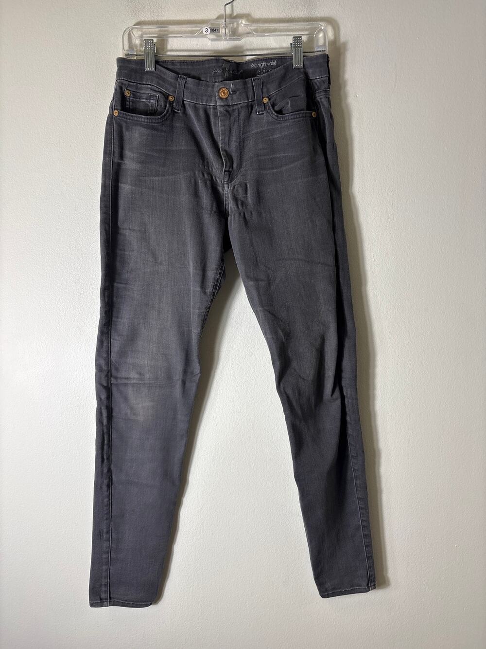 7 For All Mankind Black Vintage Wash HIgh Waist Skinny Jean Sz 30